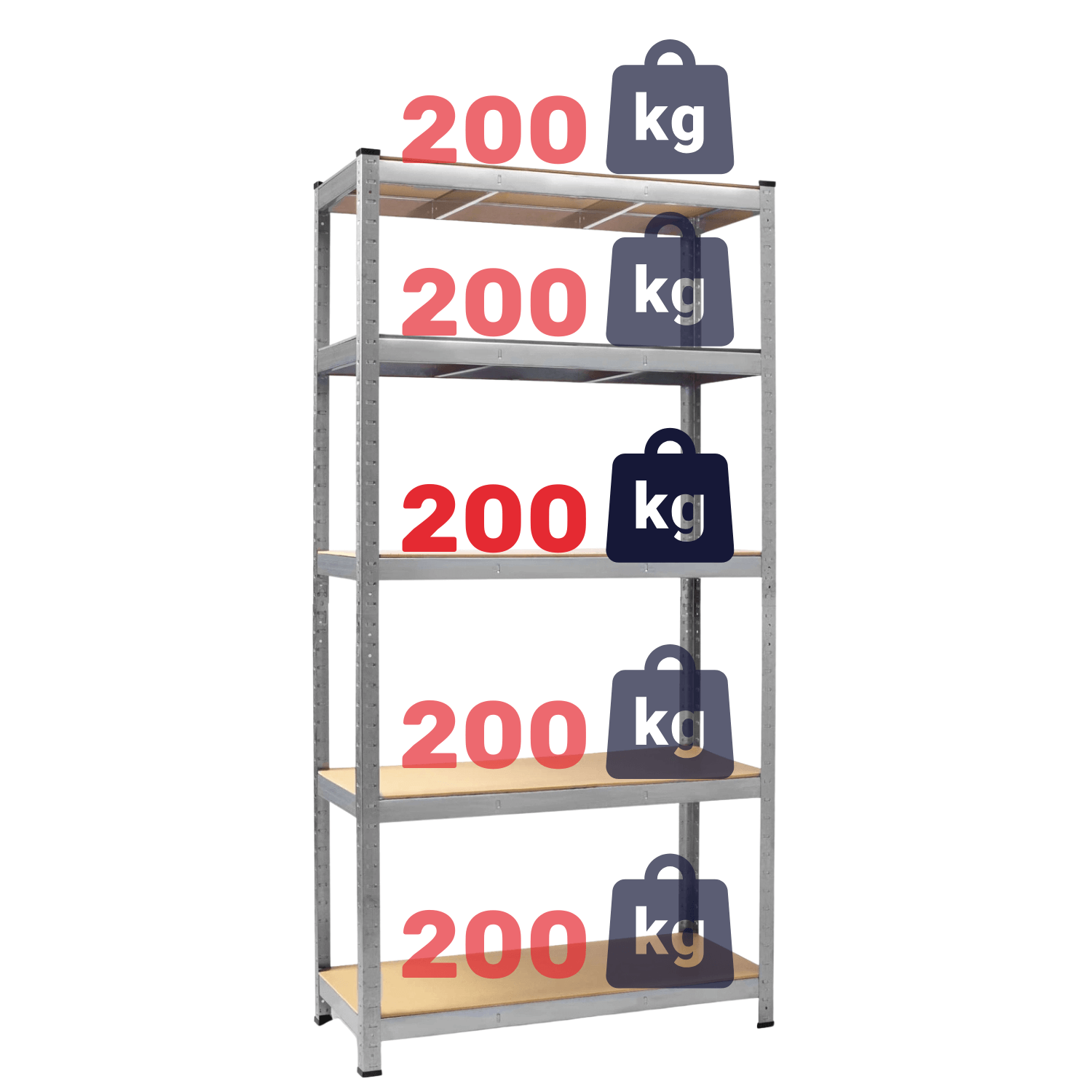 REGAŁ METALOWY - SREBRNY - UDŹWIG 1000 KG - 180x120x40 CM