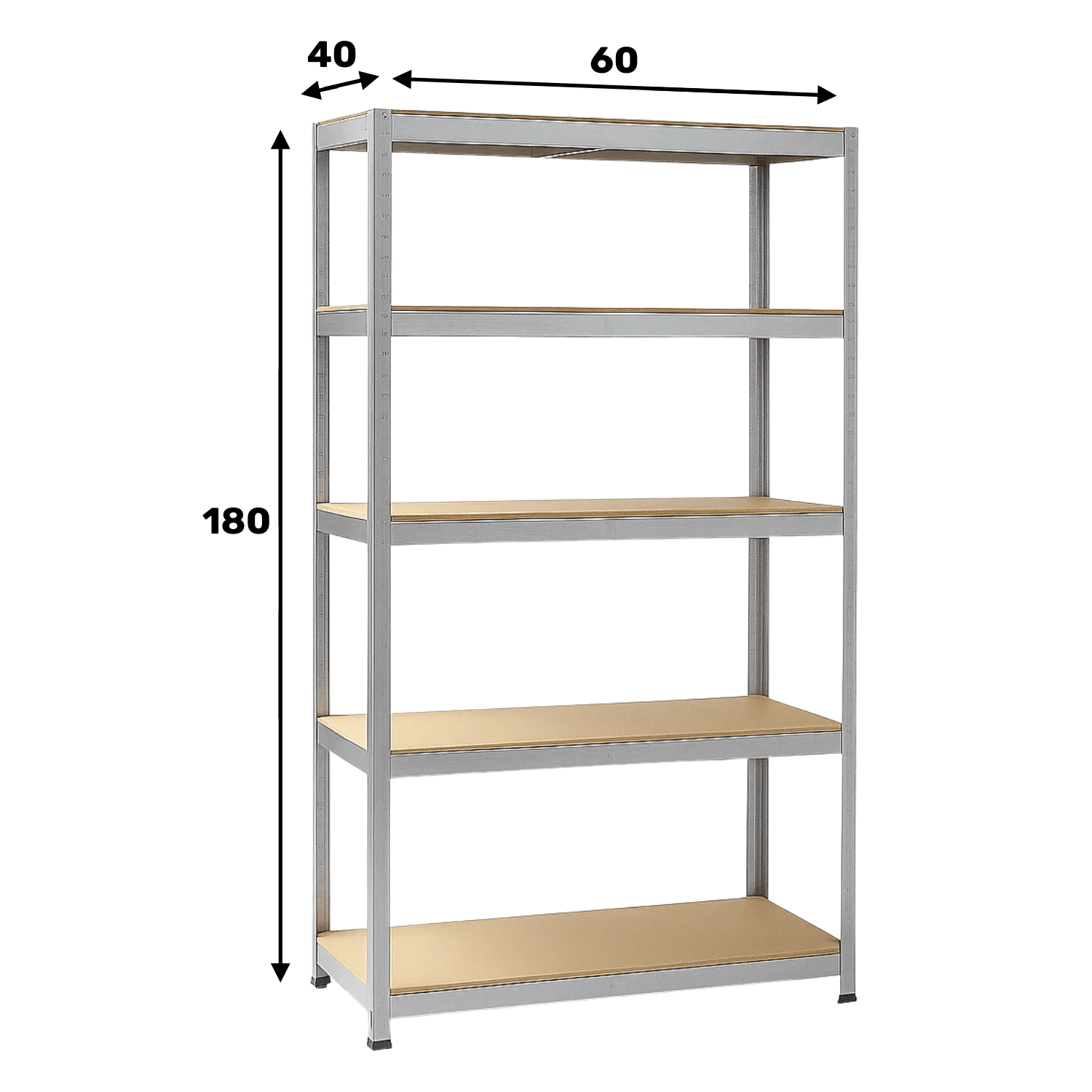 REGAŁ METALOWY - SREBRNY - UDŹWIG 875 KG - 180x60x40 CM