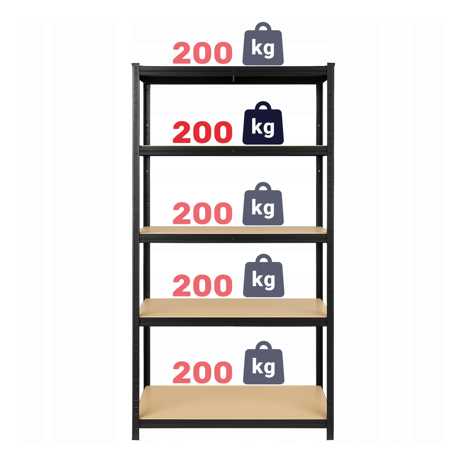 REGAŁ METALOWY - CZARNY - UDŹWIG 1000 KG - 180x90x30 CM