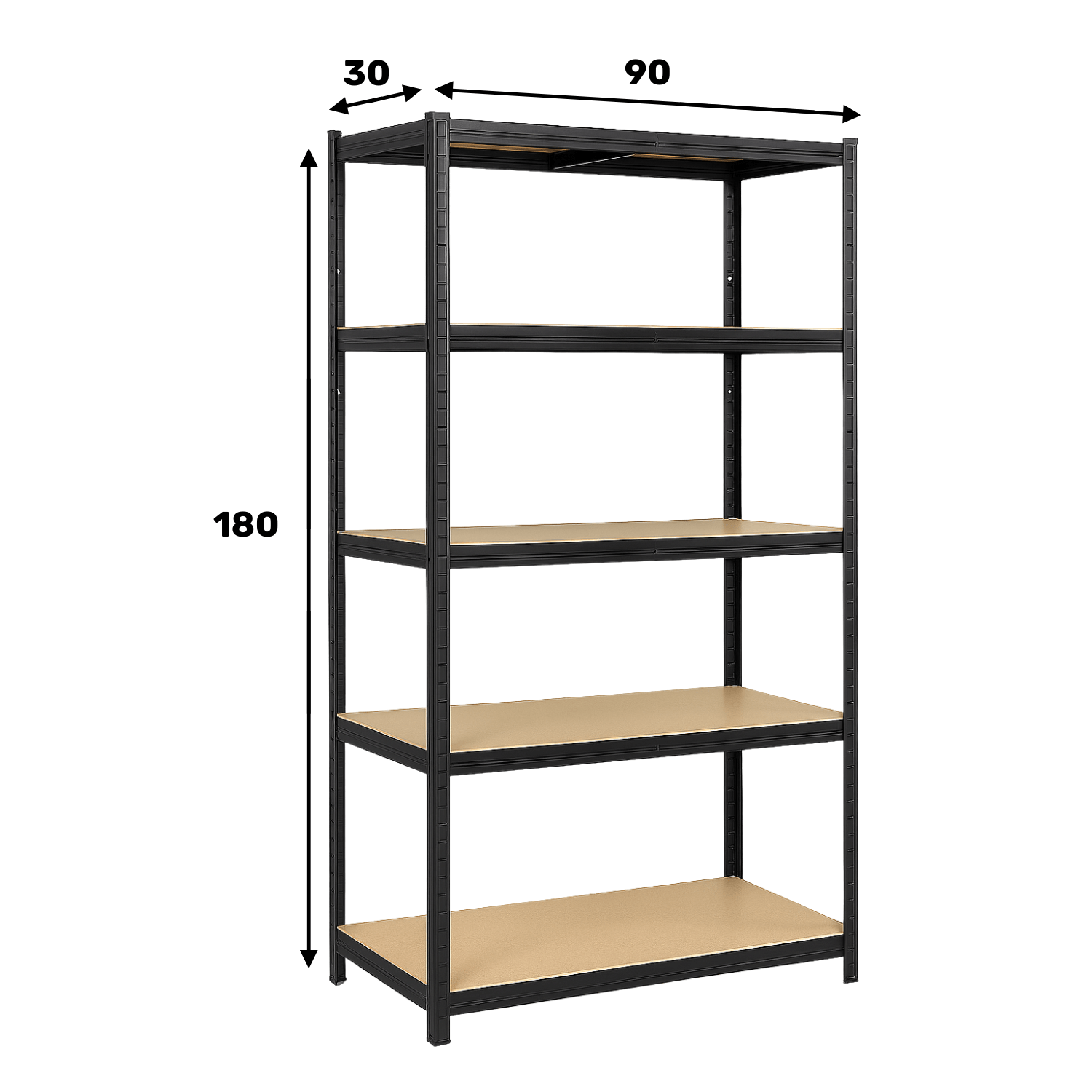 REGAŁ METALOWY - CZARNY - UDŹWIG 1000 KG - 180x90x30 CM
