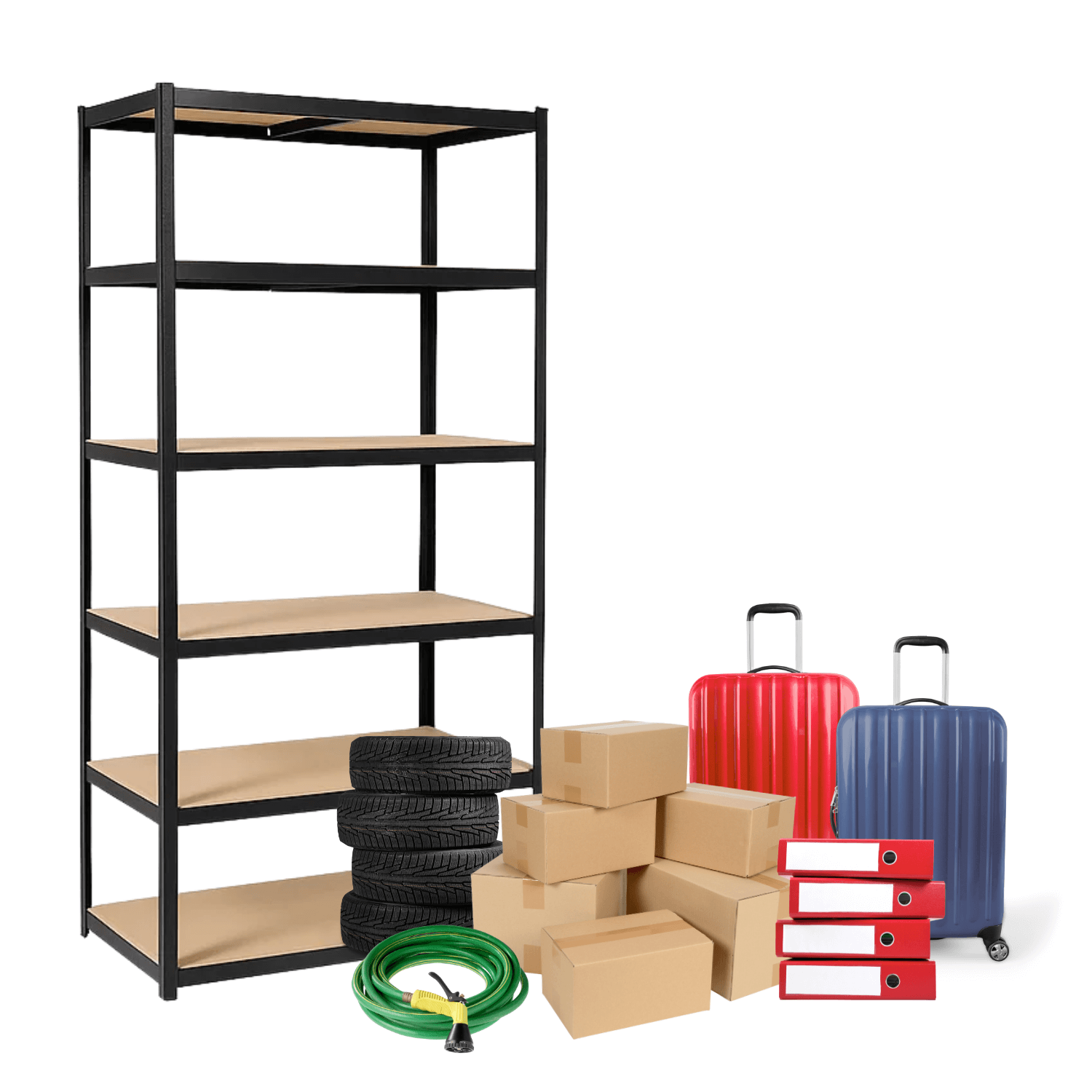 REGAŁ METALOWY - CZARNY - UDŹWIG 1050KG - 222x90x40CM