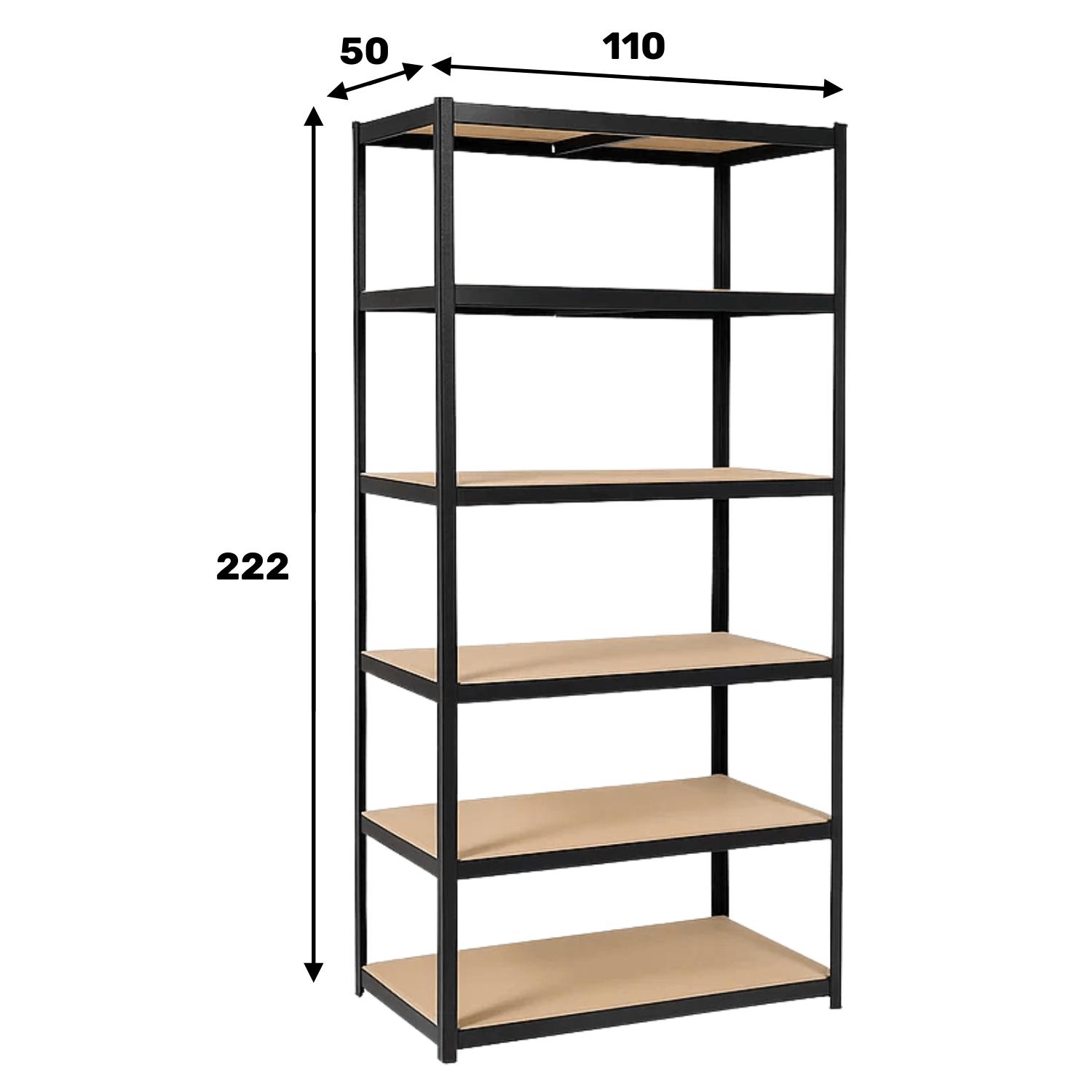REGAŁ METALOWY - CZARNY - UDŹWIG 1050 KG - 222x110x50 CM