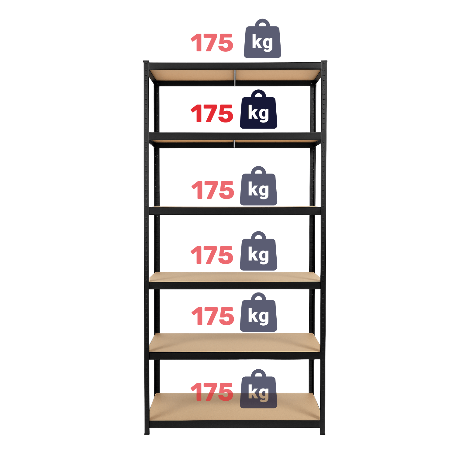 REGAŁ METALOWY - CZARNY - UDŹWIG 1050 KG - 222x110x50 CM