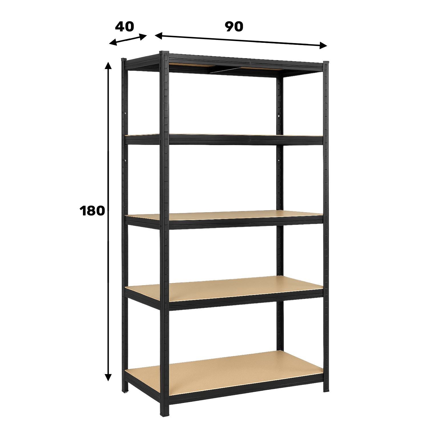 REGAŁ METALOWY - CZARNY - UDŹWIG 1325 KG - 180x90x40 CM