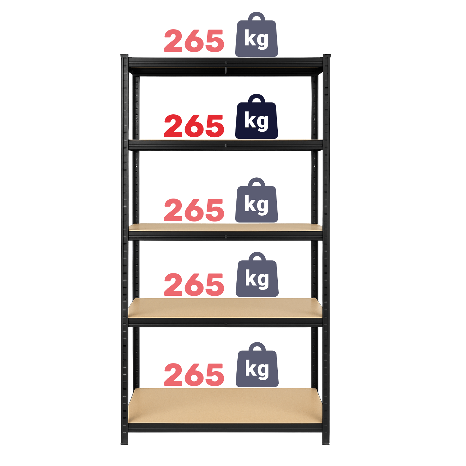 REGAŁ METALOWY - CZARNY - UDŹWIG 1325 KG - 180x90x40 CM