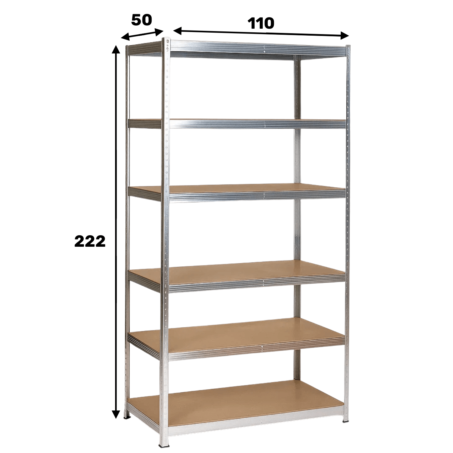 REGAŁ METALOWY - SREBRNY - UDŹWIG 1050 KG - 222x110x50 CM