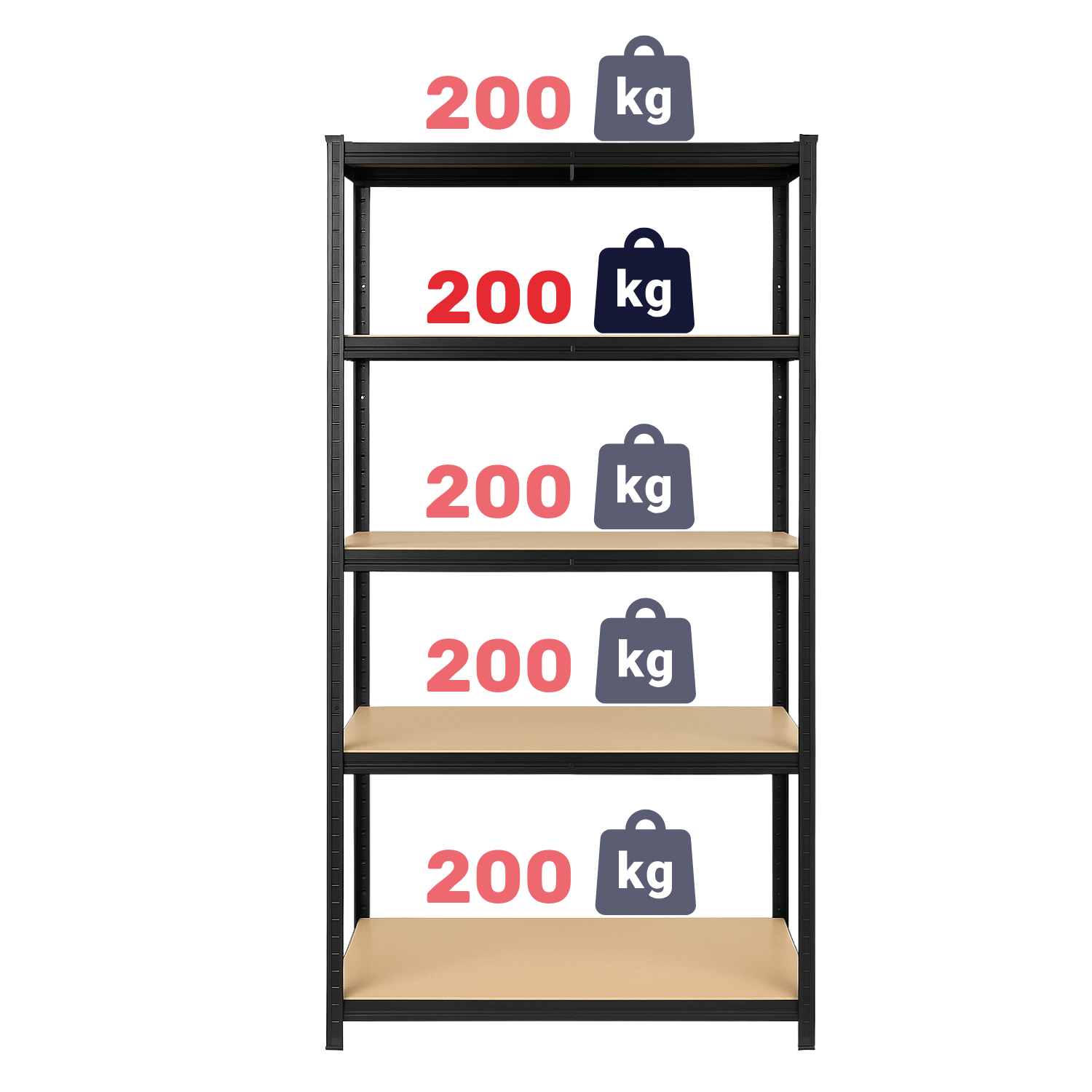 REGAŁ METALOWY - CZARNY - UDŹWIG 1000 KG - 180x100x60 CM