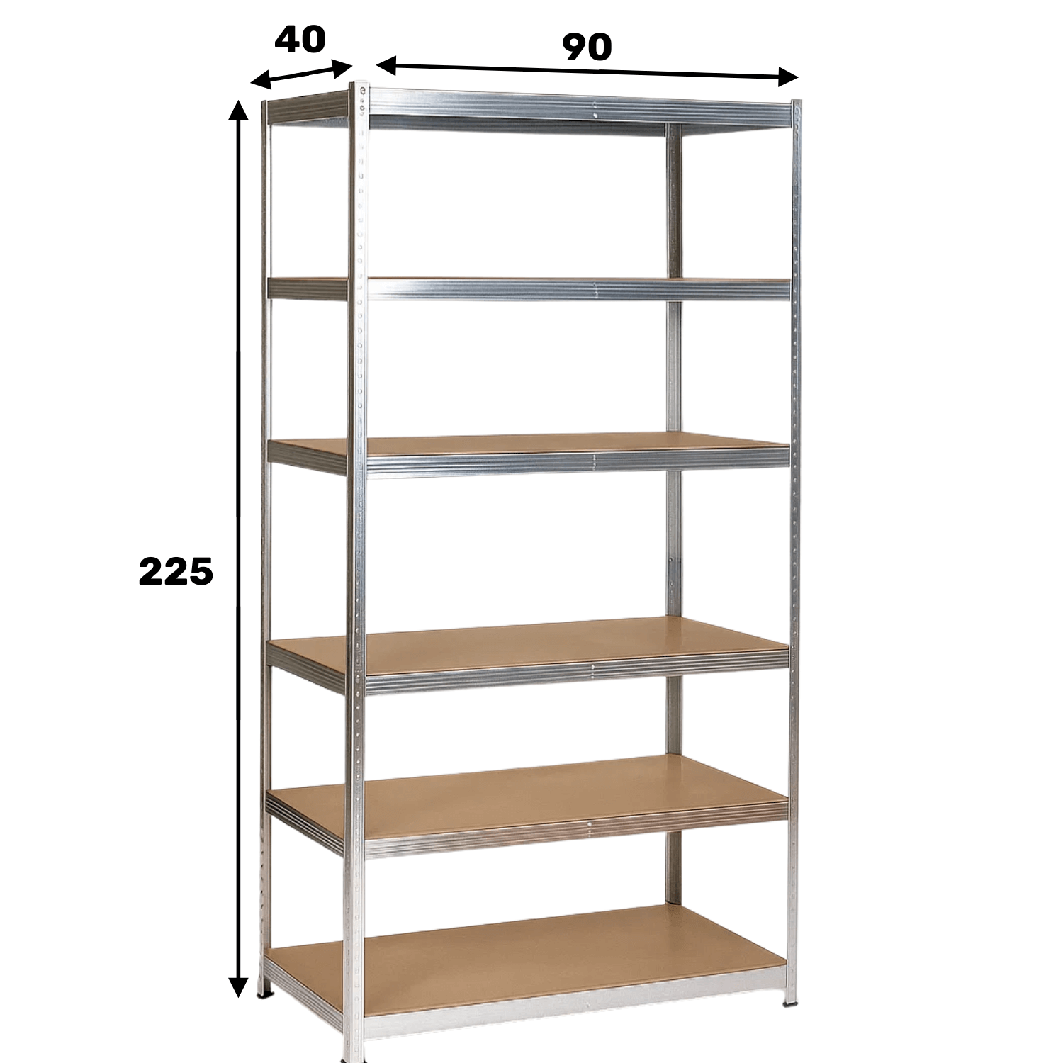 REGAŁ METALOWY - SREBRNY - UDŹWIG 1320 KG - 225x90x40 CM