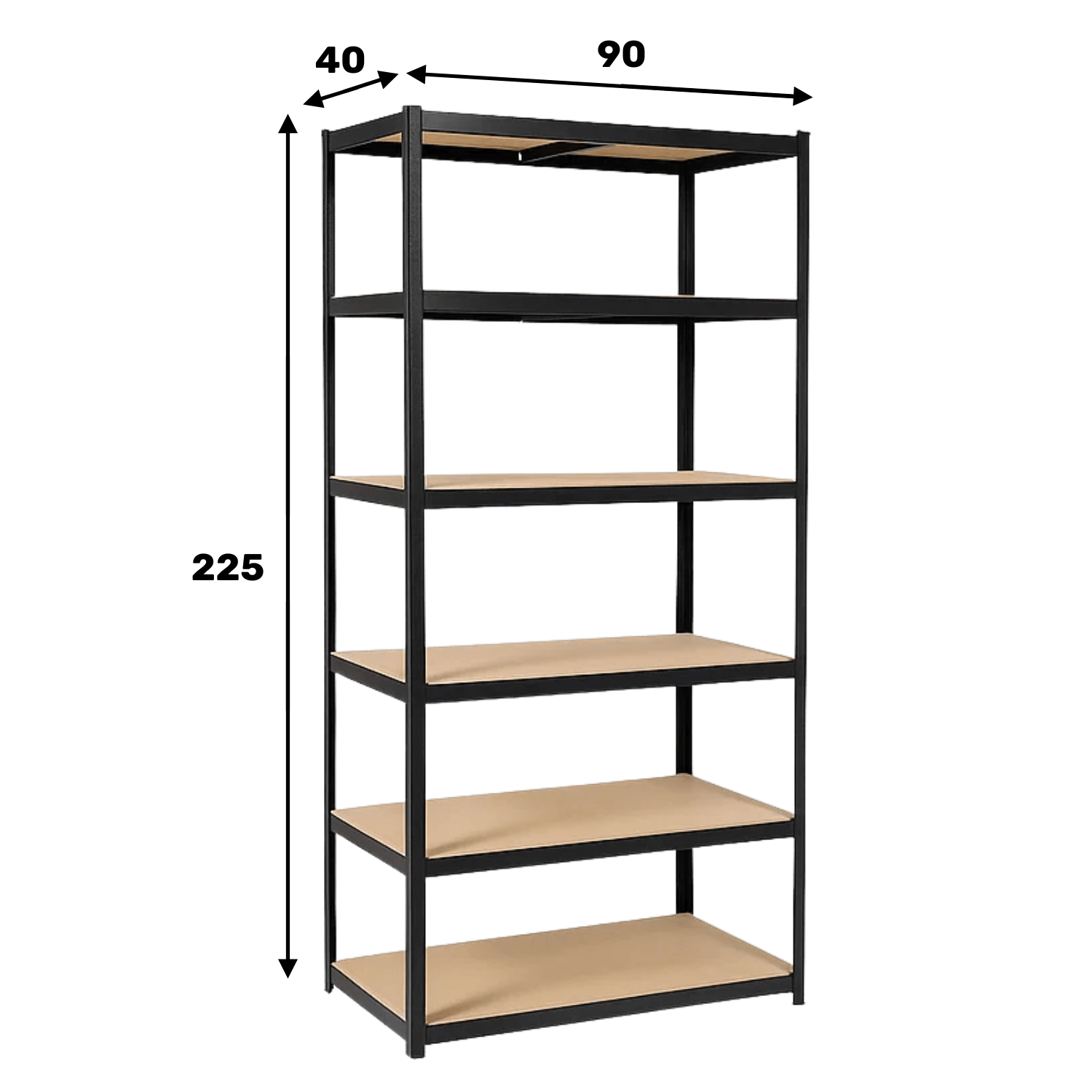 REGAŁ METALOWY - CZARNY - UDŹWIG 1320 KG - 225x90x40 CM