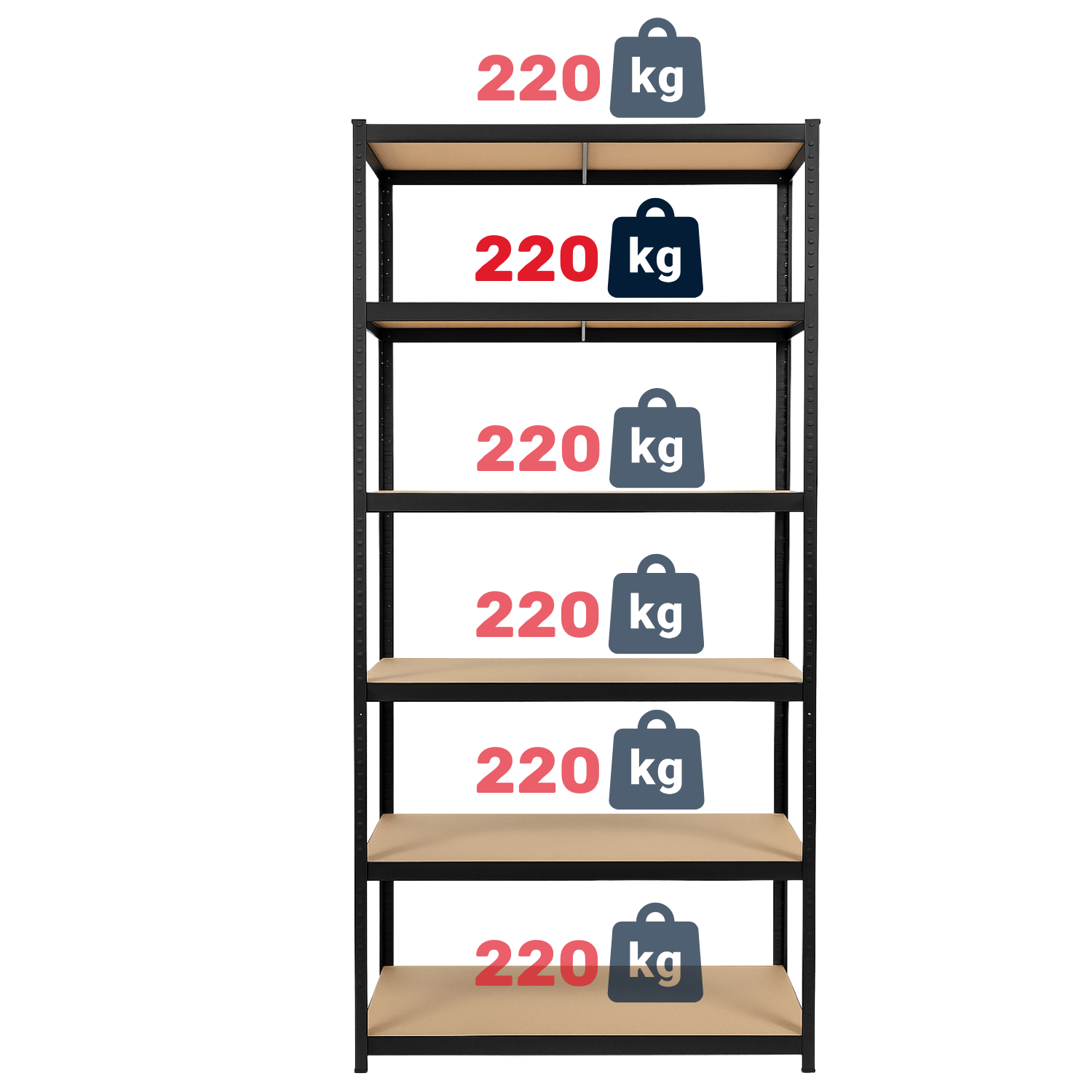 REGAŁ METALOWY - CZARNY - UDŹWIG 1320 KG - 225x90x40 CM
