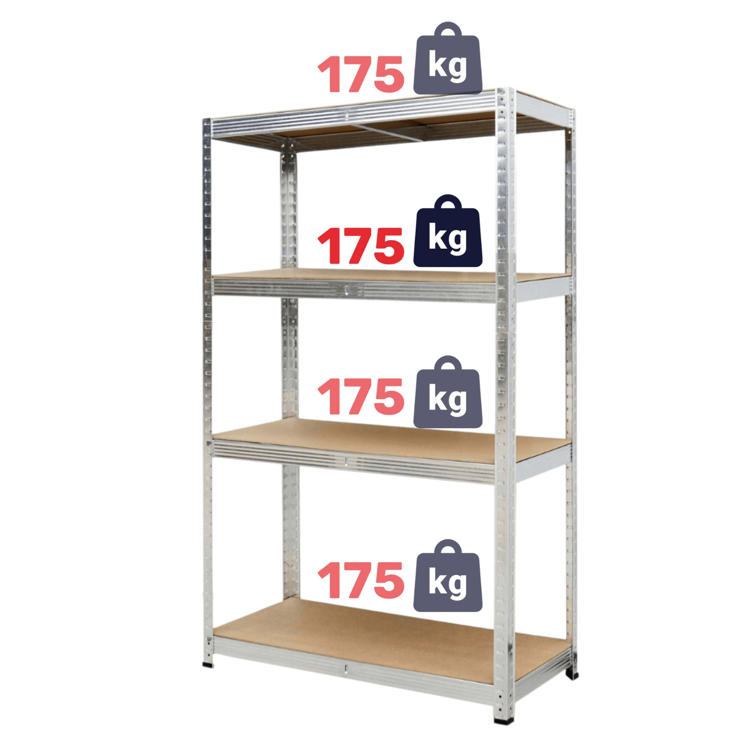 REGAŁ METALOWY - SREBRNY - UDŹWIG 700 KG - 160x80x40 CM