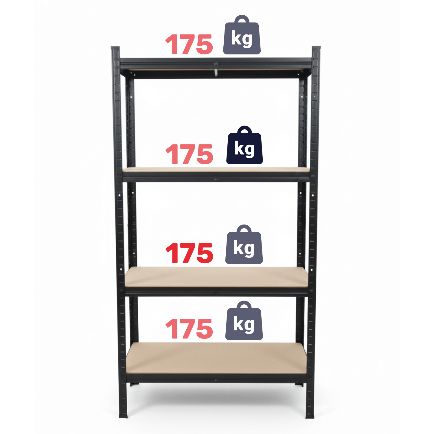 REGAŁ METALOWY - CZARNY - UDŹWIG 700 KG - 160x80x40 CM