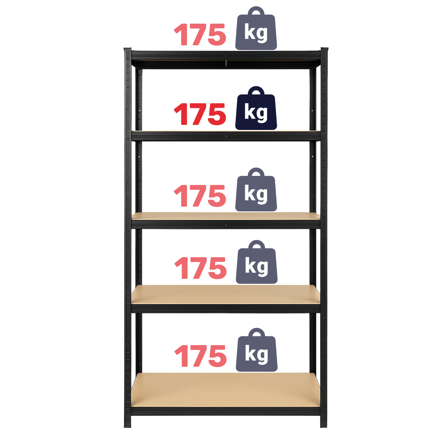 REGAŁ METALOWY - CZARNY - UDŹWIG 875 KG - 180x90x40 CM