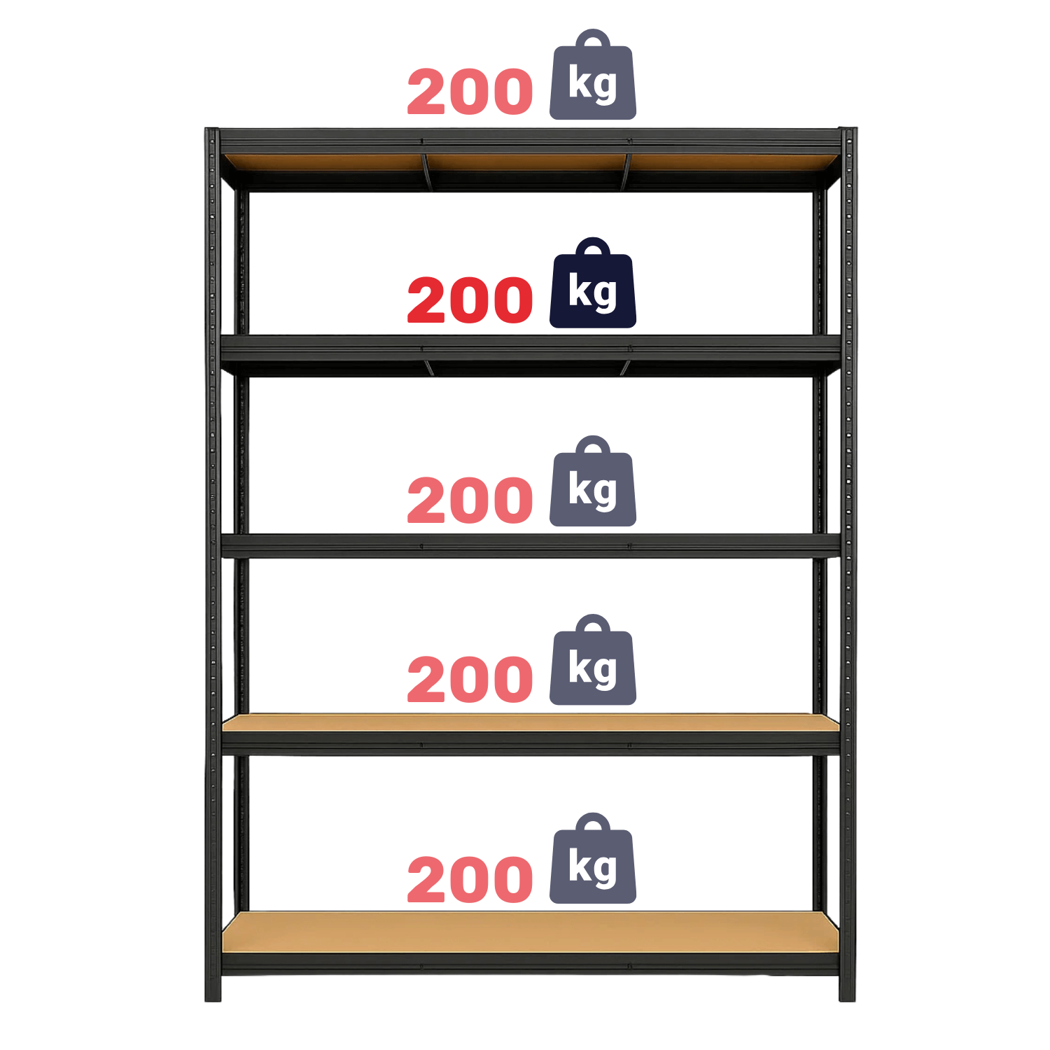 REGAŁ METALOWY - CZARNY - UDŹWIG 1000 KG - 180x120x40 CM